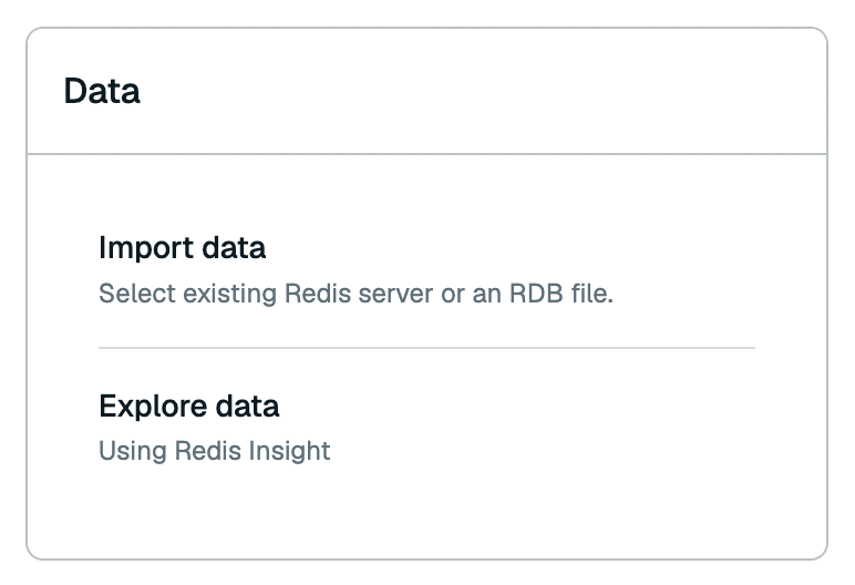 The Data section for an Essentials database.